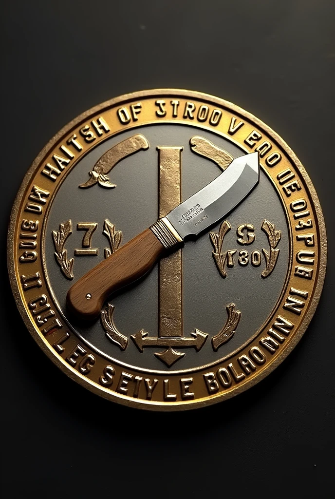 a coin, type the weight of Haiti, with a machete as a logo