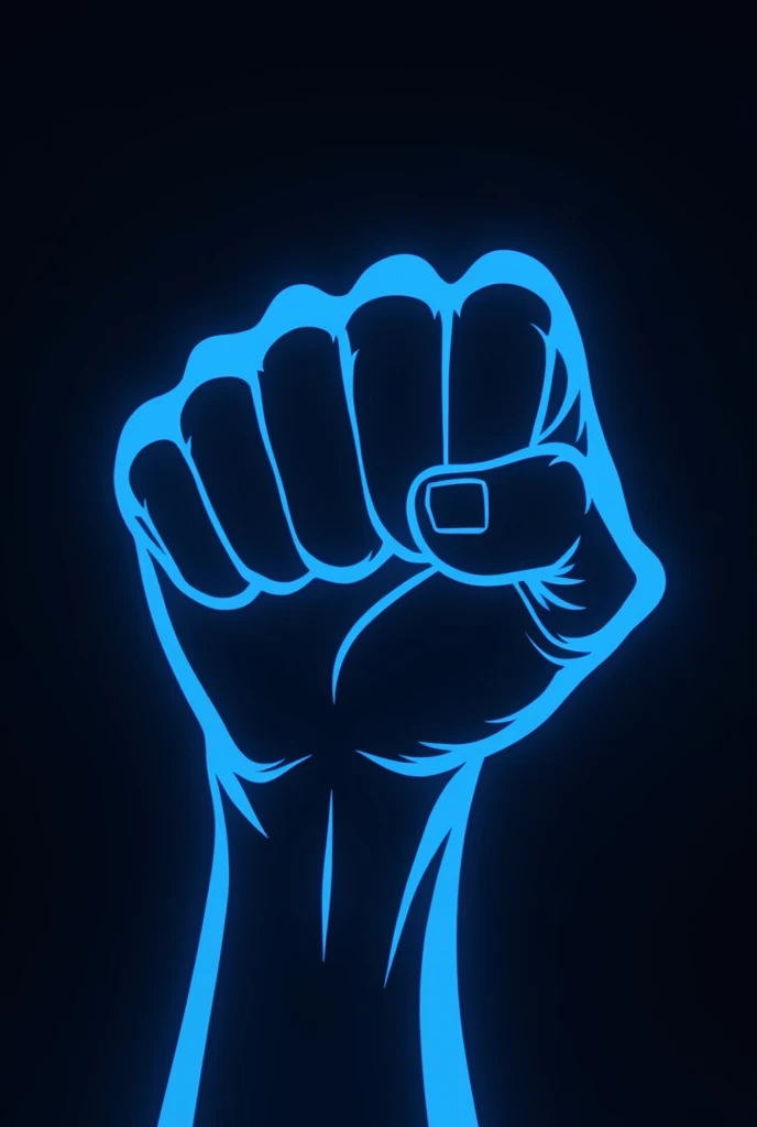 .((Best Quality)), ((masterpiece)), ((detailed)), ((High Definition)), an energetic aura of anime-style punches, with the black silhouette of a simple fist in the center, all in blue, With a black background.