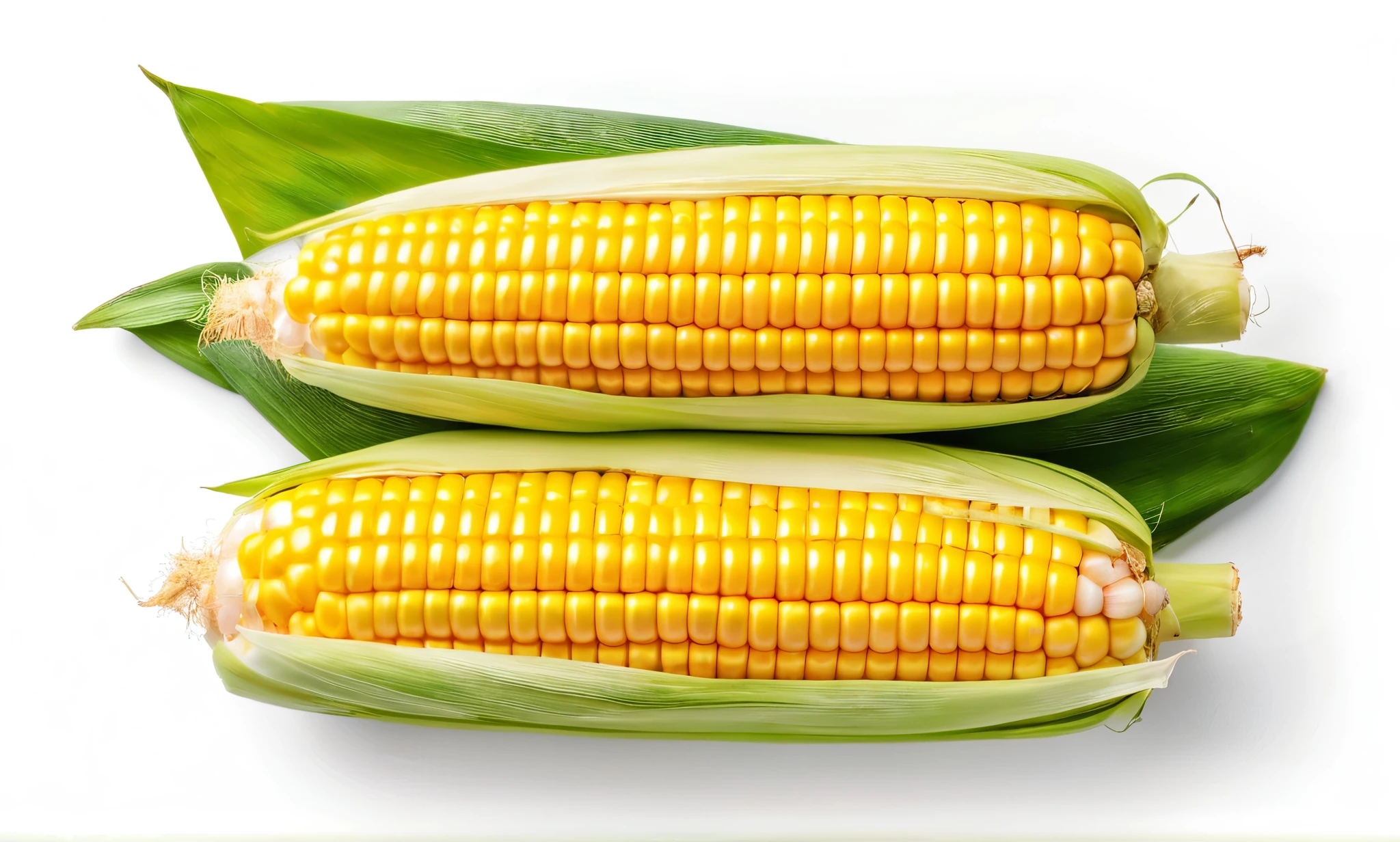 Sweet corn isolated on white background, top view