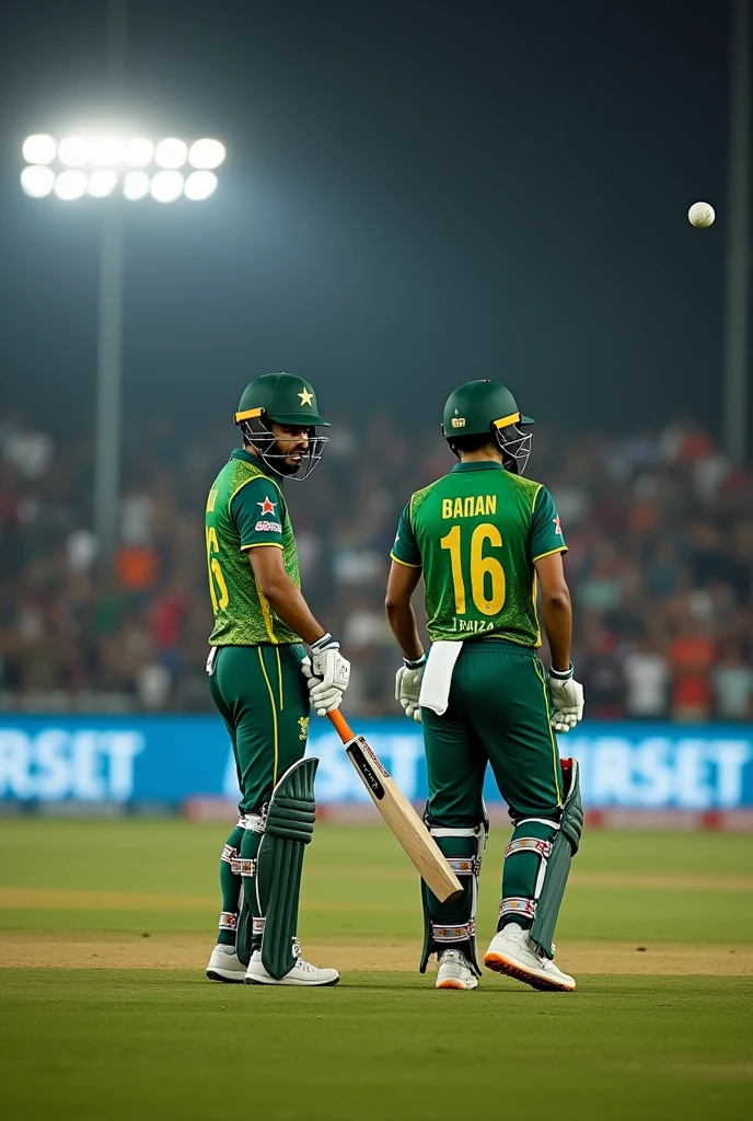 T20 match babar and fakhar on field
