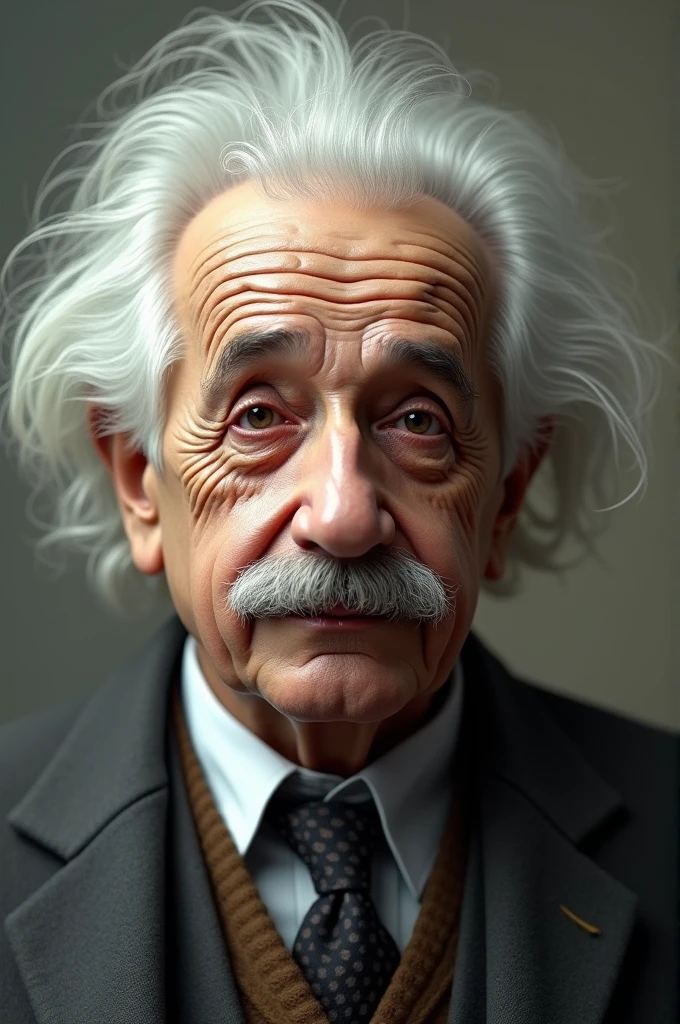 A shaved Albert Einstein