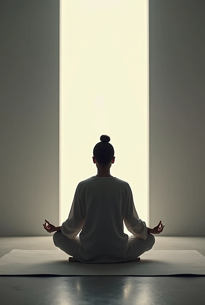 Discipline: A person meditating in a serene environment, with their surroundings in perfect order, representing the self-control and routine that lead to success.