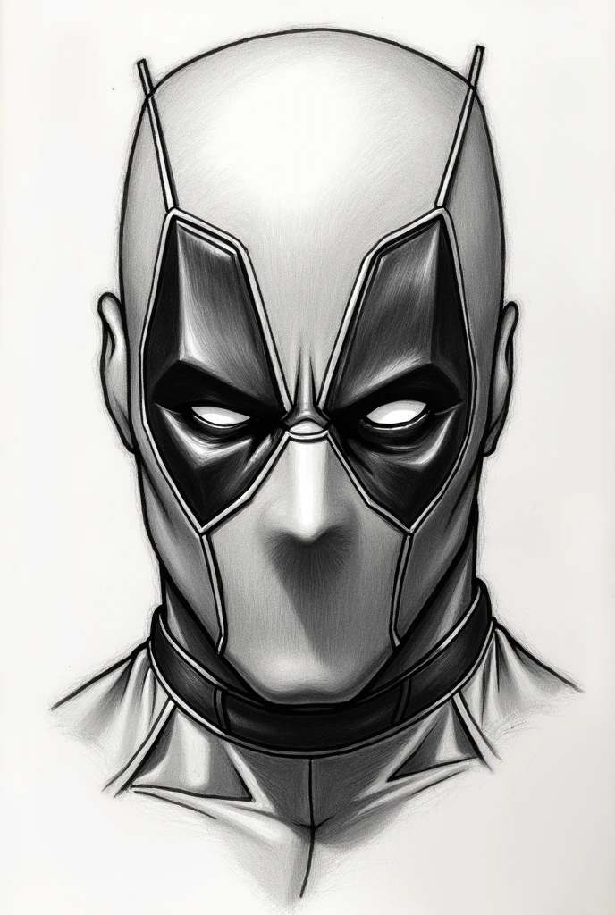 Deadpool face pencil sketch.