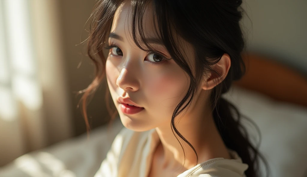 masterpiece、8hair、Highest quality, Soft Light, Ultra-high resolution, (Realistic:1.4), bedroom,high school girl, Cosplay, Expose,RAW Photos,24 year old Japanese, alone, cute, Cool women、(pupil, light in your eyes), Beautiful face in every detail,(High resolution detail of human skin texture)