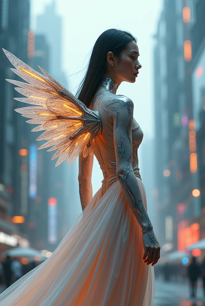 A dress for the future world with wings