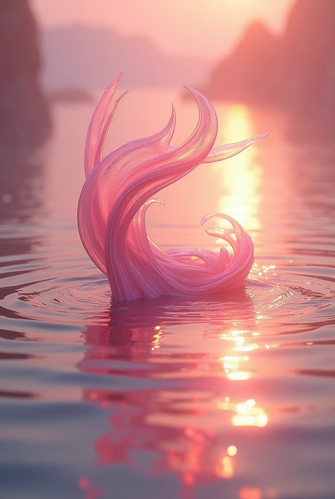 pink and gold aesthetic water, 4k, blender render, 16:9, wallpapers,