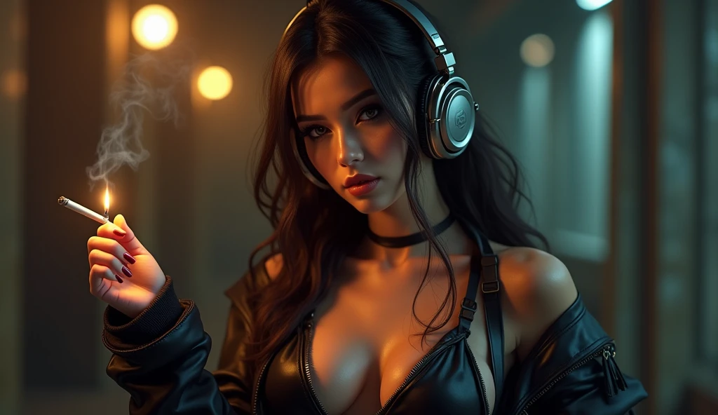 Gram girl will have sexy clothes on her body, headphones in her ears and cigarette in her hand.