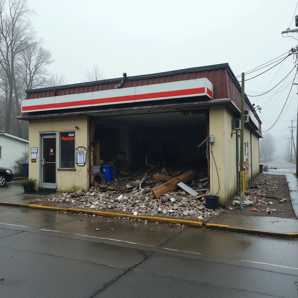 Destroyed convenience store, 