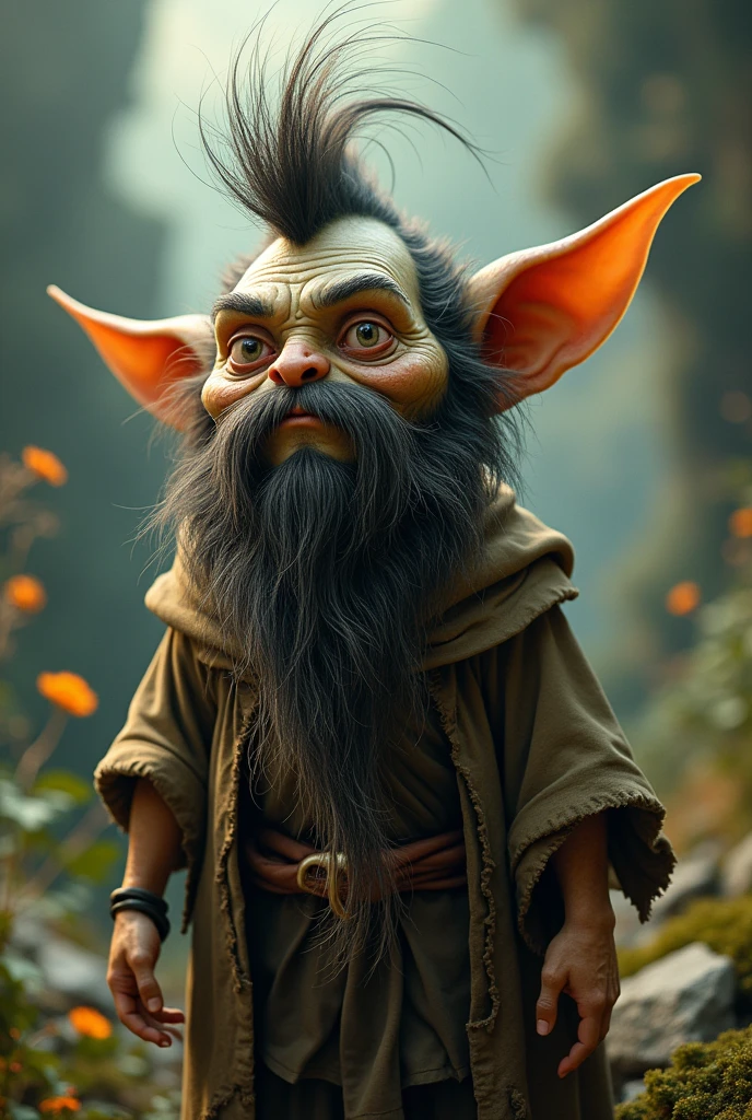 Goblin with a beard and a Cristiano Ronaldo haircut