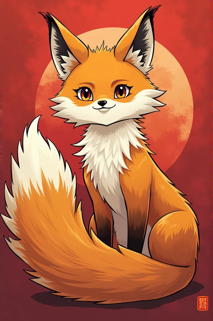 Mythologically perfect 9-tailed fox flag of the school team 