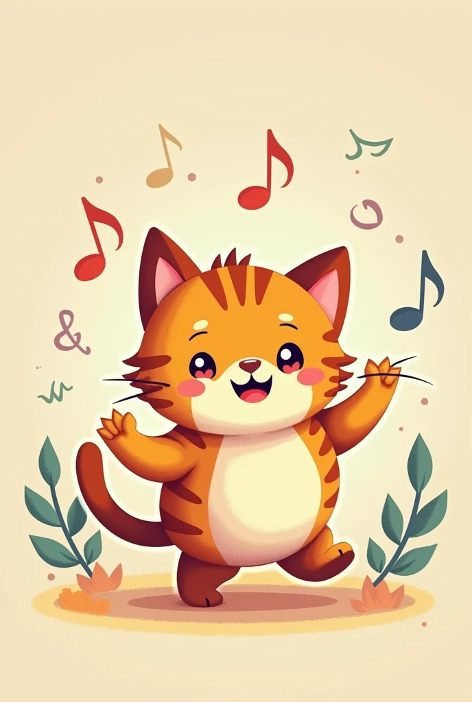 Give me a cute cartoon cat dancing