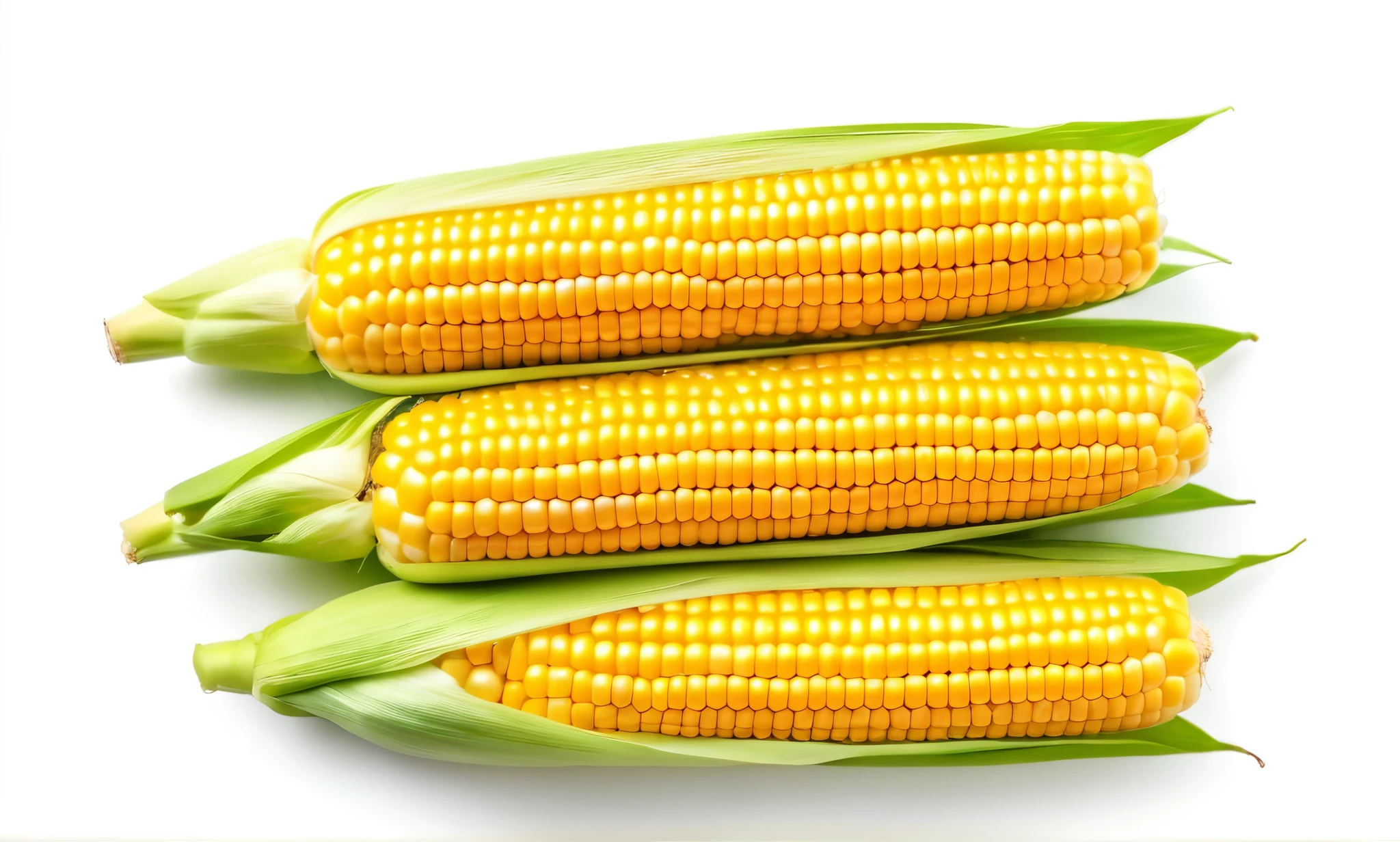 Sweet corn isolated on white background, top view