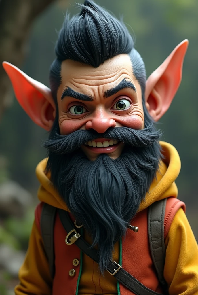 Realistic duende with a beard and Cristiano Ronaldo haircut