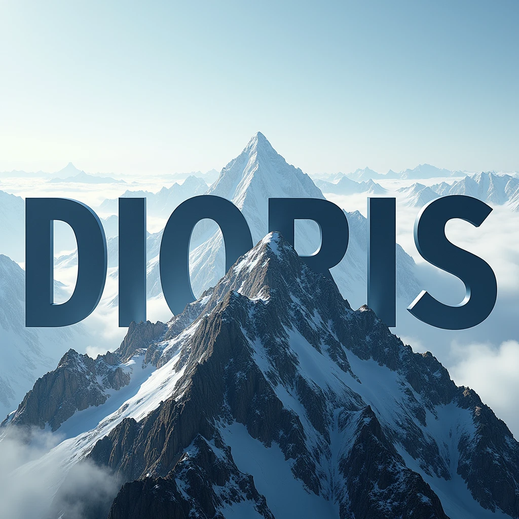 This name in large, bold letters DIORIS at the top of the mountains