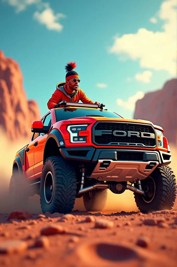 The ferxxo riding a ford raptor