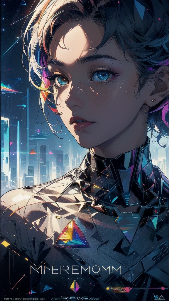 (((masterpiece, highest quality))),(((solo:1.2))),(((1girl:1.2))),32k wallpaper, very detailed, poster, vintage science fiction,(((((geometric cinematic movie poster))))), (bauhaus), shape,(((abstract))),(mid century modern),movie poster,(((((portfolio))))),(((((Close-up))))),(((((bust up))))),((((more various angle)))),(((highlight))),Vast landscape,((((heterochromia)))),(((complete. detailed face))),(((Extremely talented))),(((most complecated machine))),((Overall colorfully)),(((((Absolutely no background))))),(((phenomenon))),(((prism)))