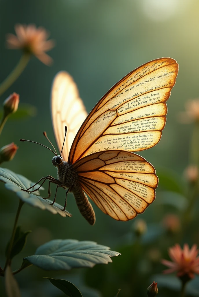 Give me a butterfly whose wings are made of book on the inside.