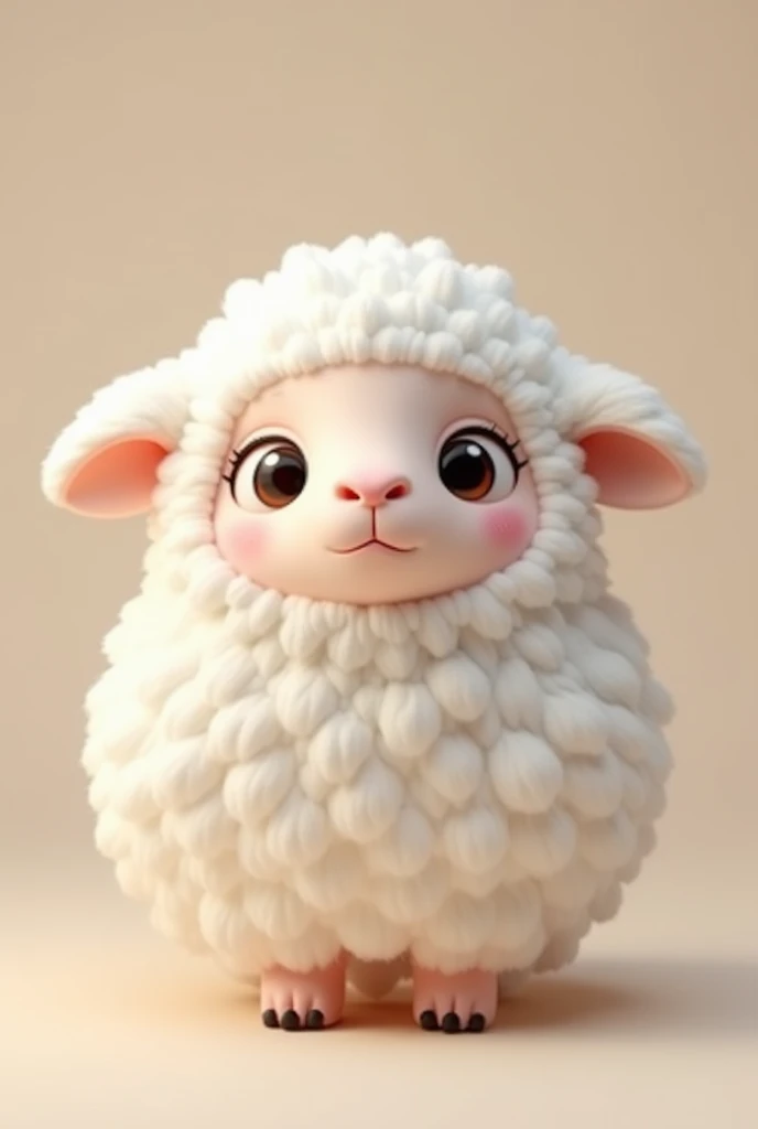 Mask in the shape of a baby sheep, solid color background.