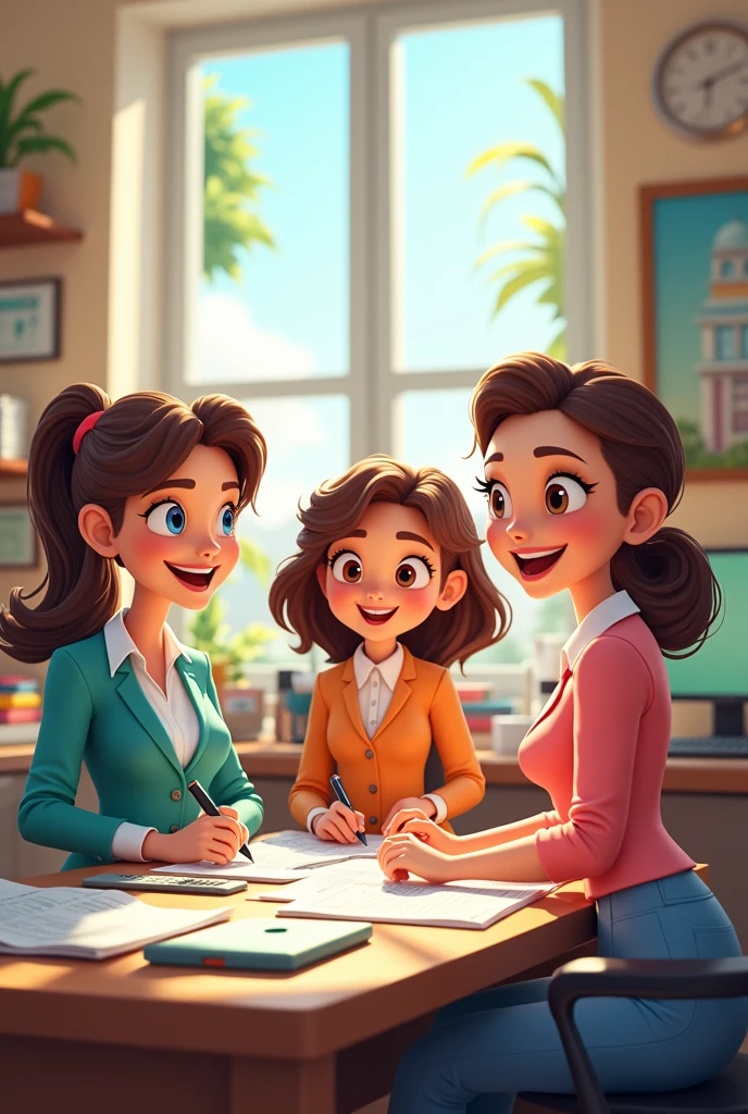 4 animated female accountants 