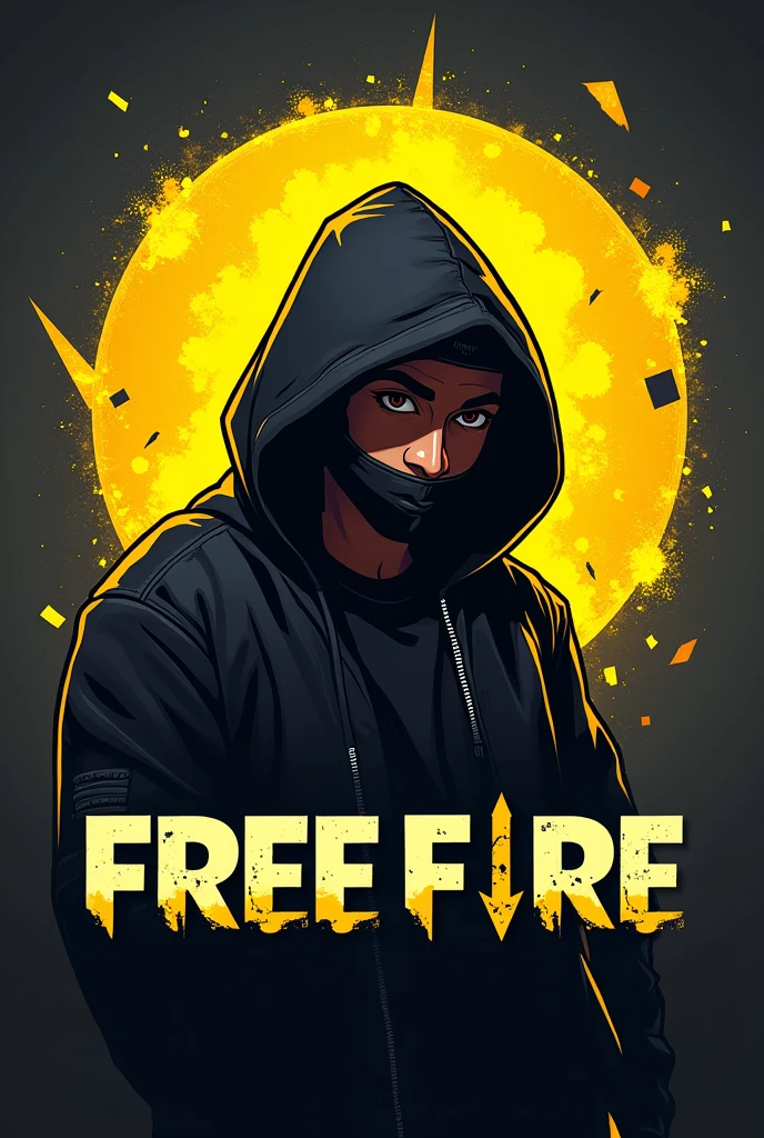 Create a free fire logo with text 'SVG SAIDUR' With free fire yellow criminal bundle
