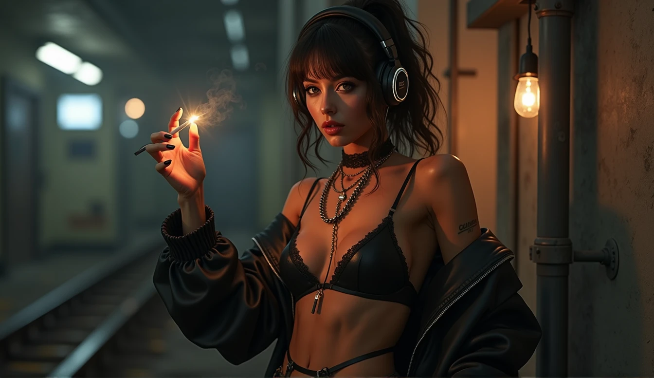 Gram girl will have sexy clothes on her body, headphones in her ears and cigarette in her hand.