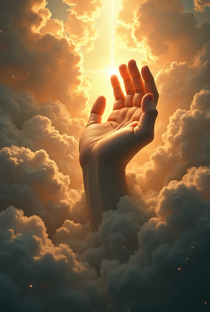God's hand holding the steering wheel, side view