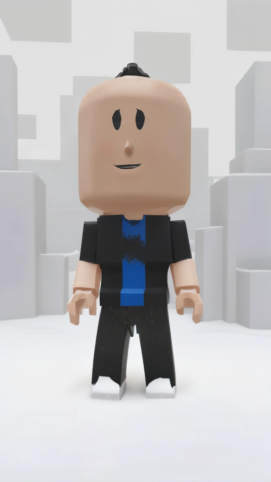 create a roblox masterpiece gfx, Greeting in a landscape, with a smiling expression of happiness