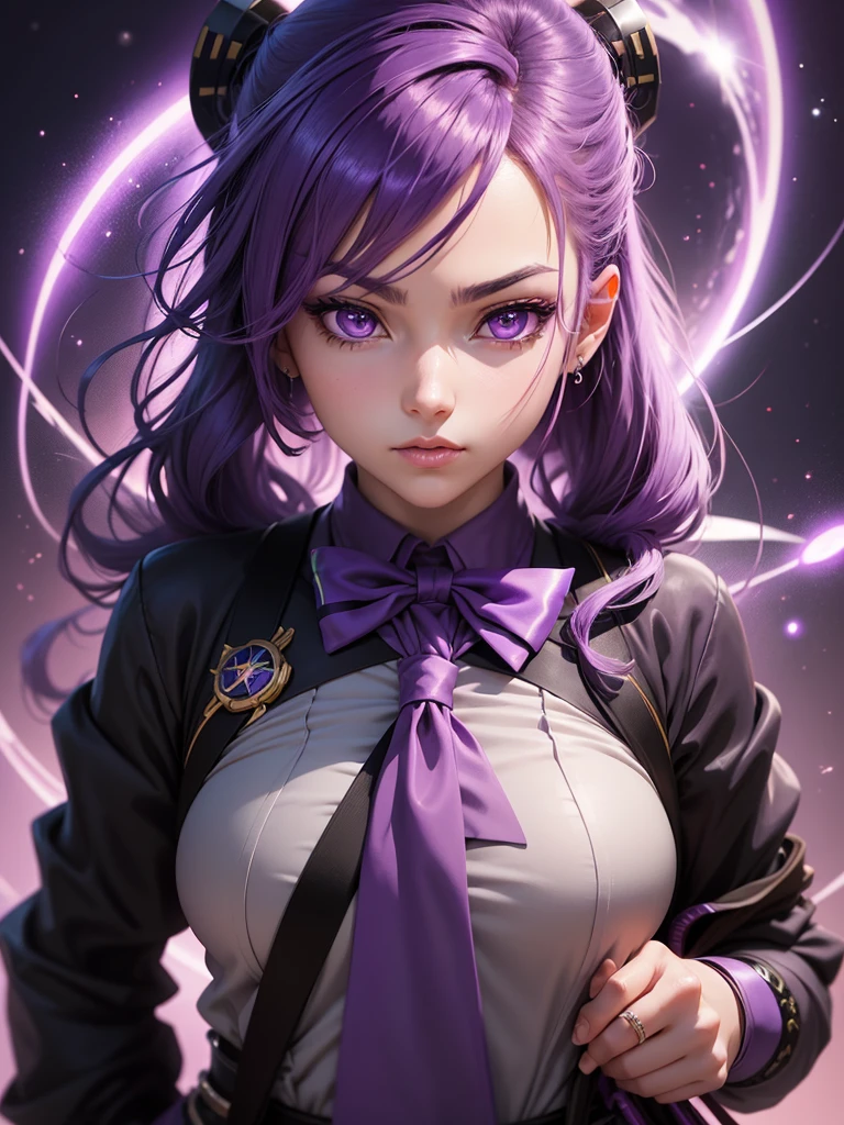 a close up of a person with purple hair and a purple tie, stylized anime, anime moe artstyle, katana hot character, anime girl of the future, portrait anime space cadet girl, portrait knights of zodiac girl, close up of a young anime girl, anime stylized, with glowing purple eyes, in an anime style, anime styled hd