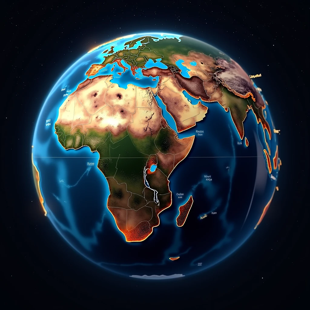 globe with its countries and capitals.
