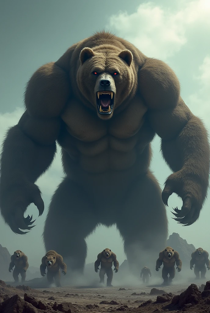 Furry evil bears, as big as 40 stories, there are 10 of them., giant, muscle , male_only

