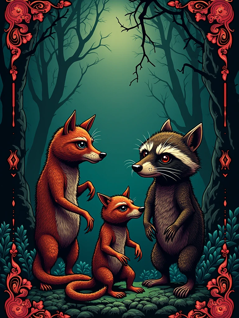 couverture d’un livre qui propose des ensembles de nouvelles horrifiques sur les mythes et légendes antillaises raccoon mangouste scolopendre