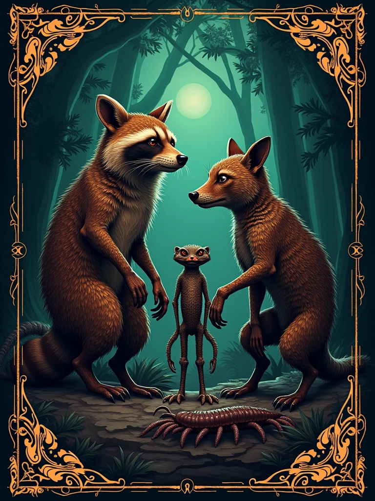 couverture d’un livre qui propose des ensembles de nouvelles horrifiques sur les mythes et légendes antillaises raccoon mangouste scolopendre