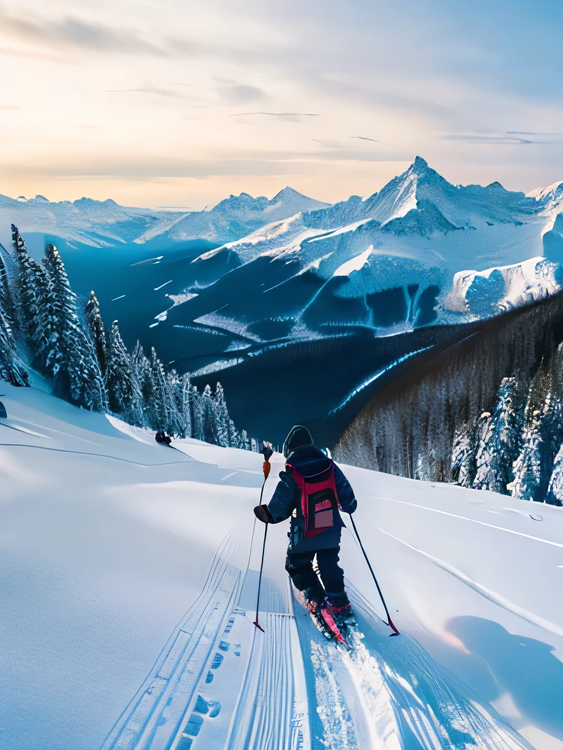 Snow Mountain, Many people skiing々, Europe, photograph, high quality