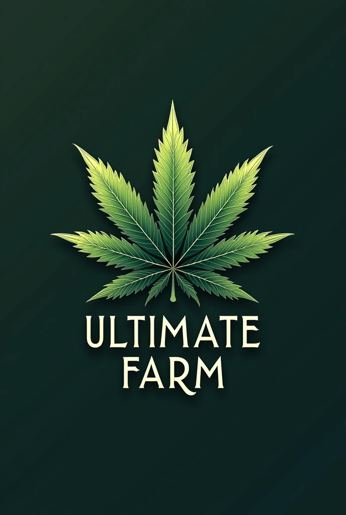 Create a logo with the name Ultimate Farm with a cannabis theme, showcasing creativity and perfection.