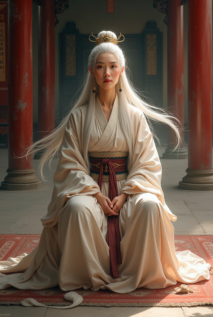 Ming Dynasty,elderly,White hair,Beautiful woman,Female master,Will martial arts,Sit in the main hall,Faucet crutches