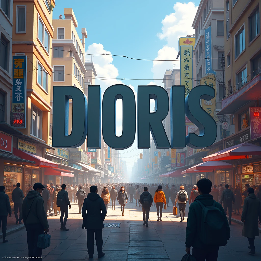 This name in bold and giant DIORIS among the people in the city