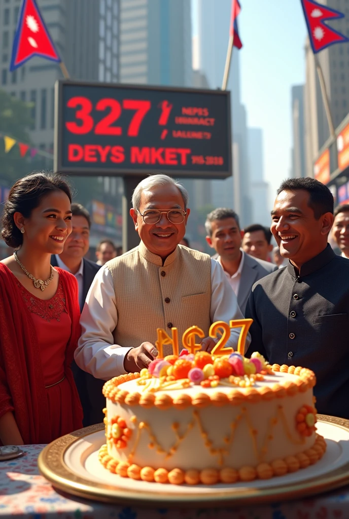 Nepal prime minister Celebration nepse index all time high cake in nepse index 3227