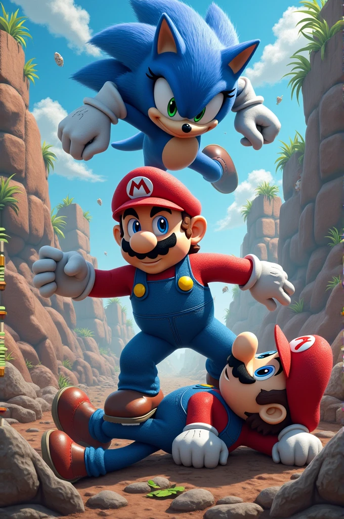 Mario bros versus Sonic, and Mario kills Sonic, and Sonic wreaks havoc.!
