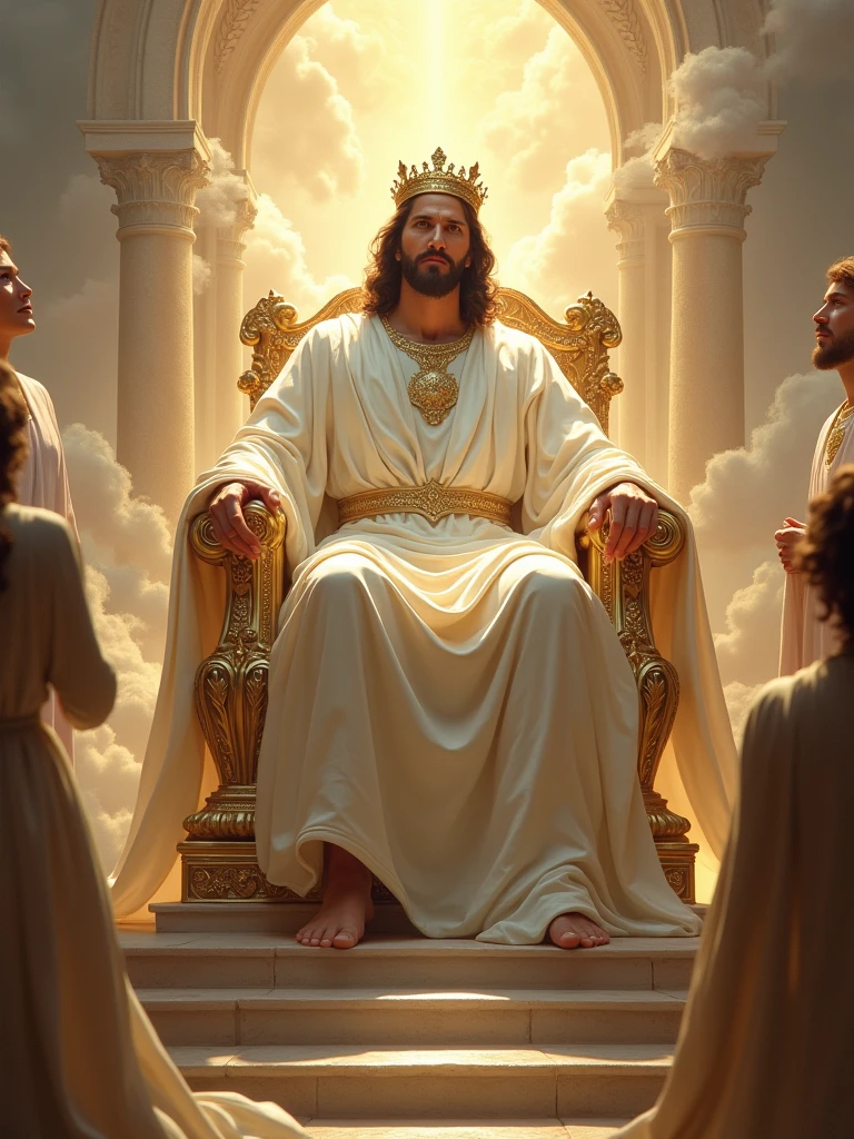 Jesus Crist On His Throne In The Kingdom Of Heaven according by bible