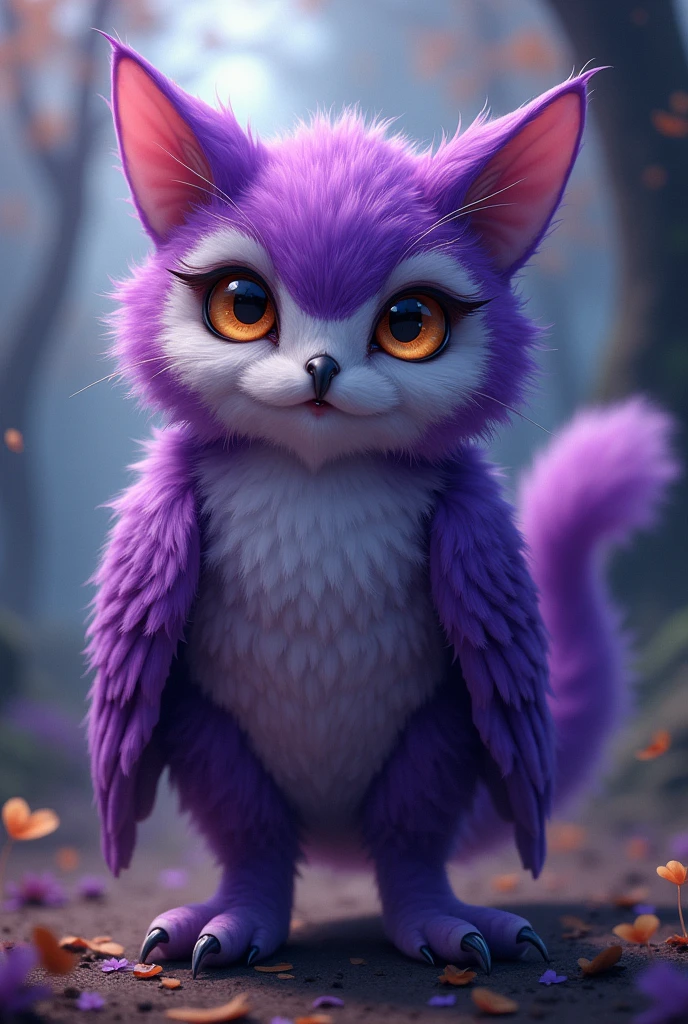Anime furry quimera owl and cat purple 