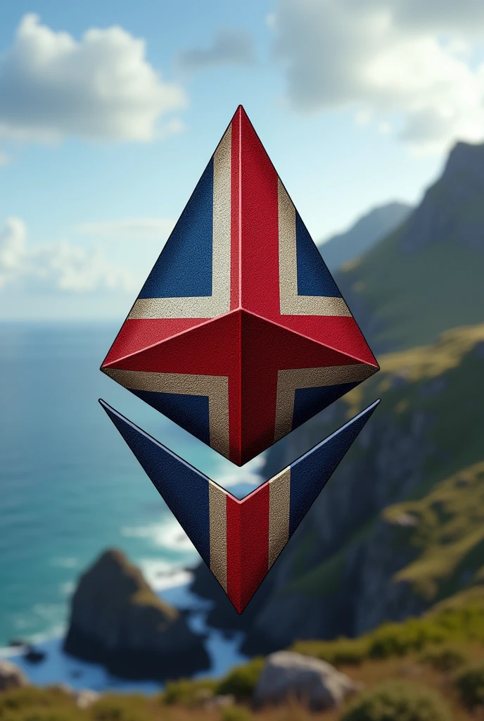 (Photorealistic) Isle of Man flag in the shape of the ethereum logo