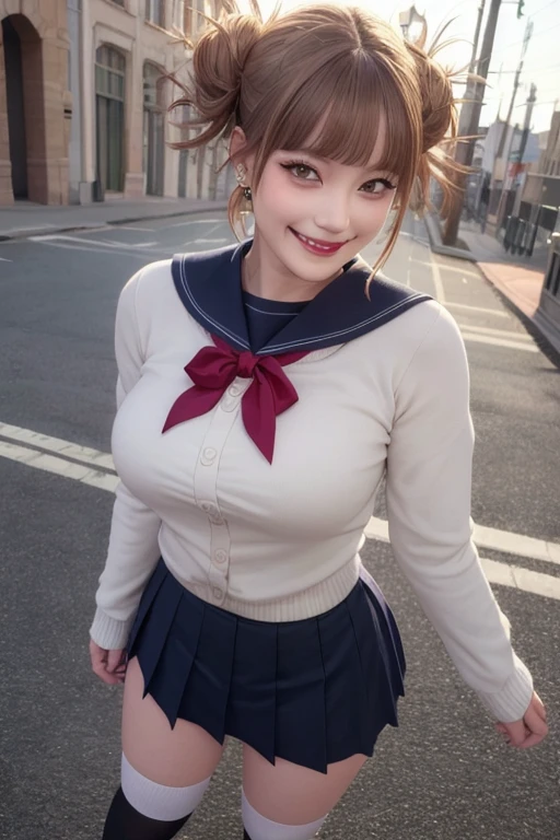 Kujikawa Def,Twin tails,,Seraph of the Black,Long sleeve,skirt,Knee socks,jewelry,Earrings,Are standing,
Highest quality, Very detailed, masterpiece, Absurd,8k, photoRealistic, Realistic,Detailed skin texture,Detailed pupil,High resolution,Natural light,
One person,alone,(Happy:1.1),(smile:1.2),short hair,Brown Hair,(Angular face:1.2),Shining Face,Large Breasts, Tight waist, Lip Makeup,