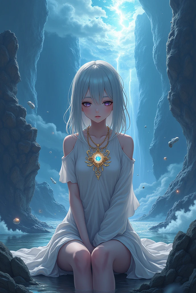Highest quality, masterpiece, Ultra-high resolution, jewelry、Fantasy、Anime 2.5D、disaster々Necklace of the Shiny Dragon's Eye、The Cursed Collar and the Girl