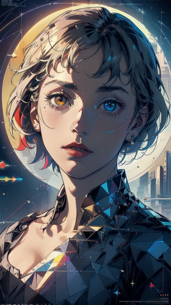 (((masterpiece, highest quality))),(((solo:1.2))),(((1girl:1.2))),32k wallpaper, very detailed, poster, vintage science fiction,(((((geometric cinematic movie poster))))), (bauhaus), shape,(((abstract))),(mid century modern),movie poster,(((((portfolio))))),(((((Close-up))))),(((((bust up))))),((((more various angle)))),(((highlight))),Vast landscape,((((heterochromia)))),(((complete. detailed face))),(((Extremely talented))),(((most complecated machine))),((Overall colorfully)),(((((Absolutely no background))))),(((phenomenon))),(((prism)))