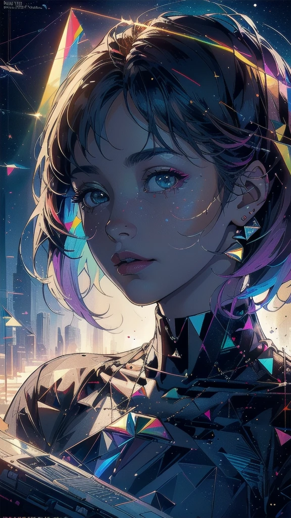 (((masterpiece, highest quality))),(((solo:1.2))),(((1girl:1.2))),32k wallpaper, very detailed, poster, vintage science fiction,(((((geometric cinematic movie poster))))), (bauhaus), shape,(((abstract))),(mid century modern),movie poster,(((((portfolio))))),(((((Close-up))))),(((((bust up))))),((((more various angle)))),(((highlight))),Vast landscape,((((heterochromia)))),(((complete. detailed face))),(((Extremely talented))),(((most complecated machine))),((Overall colorfully)),(((((Absolutely no background))))),(((phenomenon))),(((prism)))