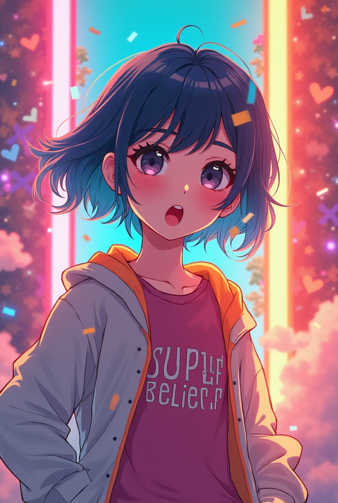 Text "BElive with yourSELF" , fancy, anime style