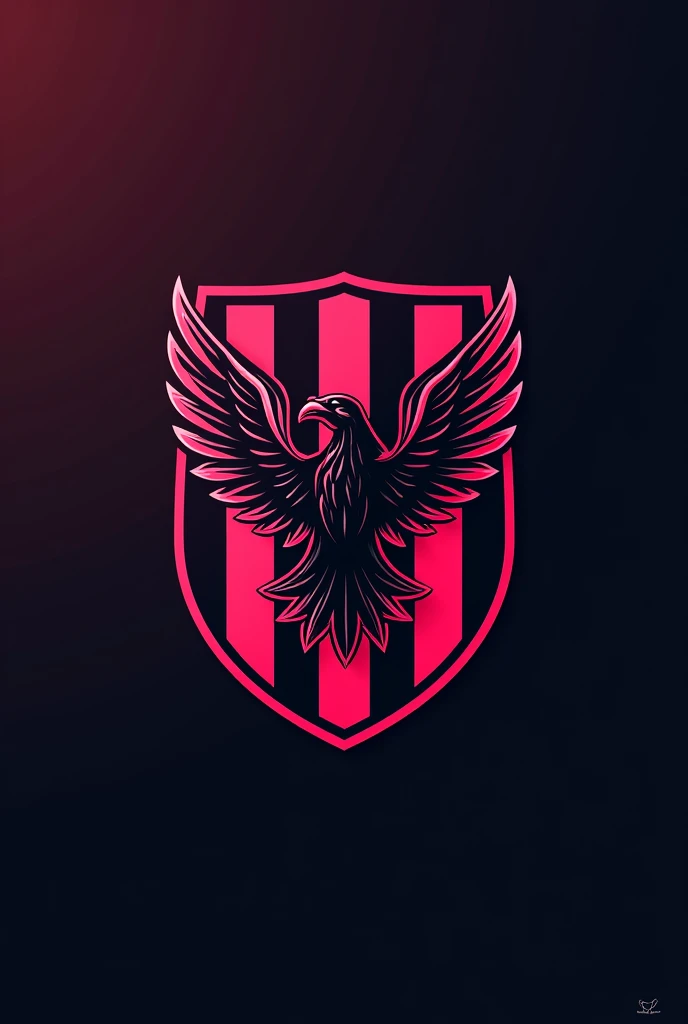 Create a team shield with black and pink colors and the name Atlético Villa complete with an eagle