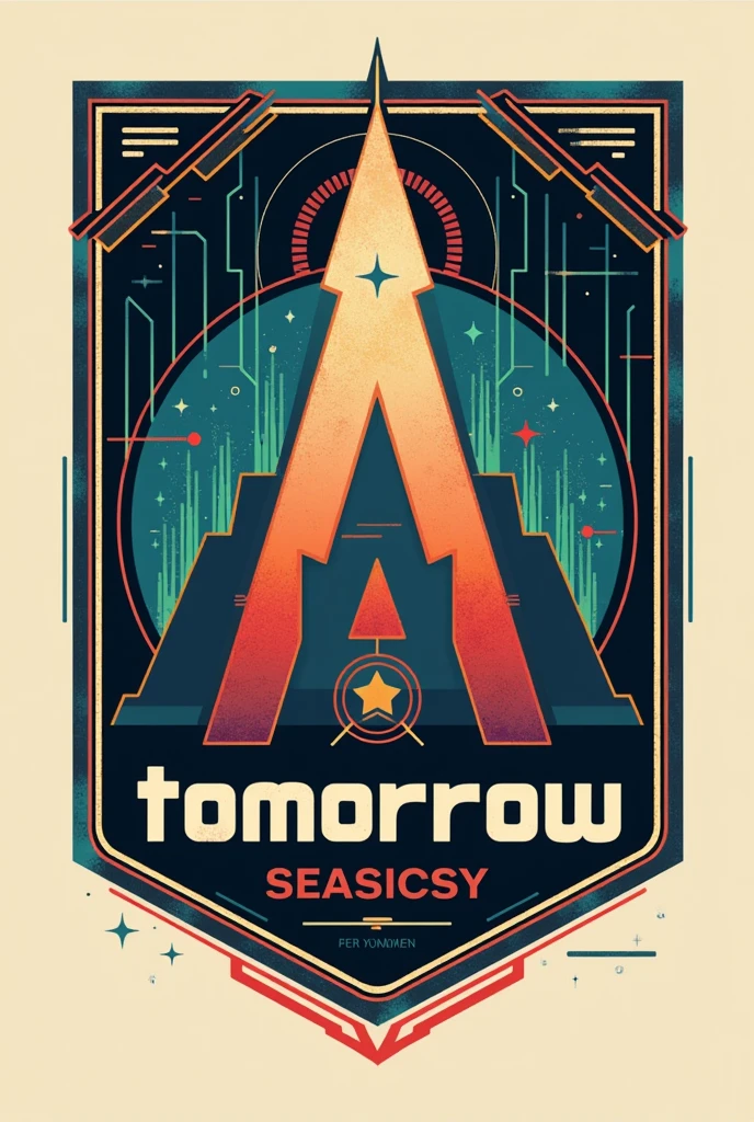 Create a retro futuristic logo for me based on the name tomorrow