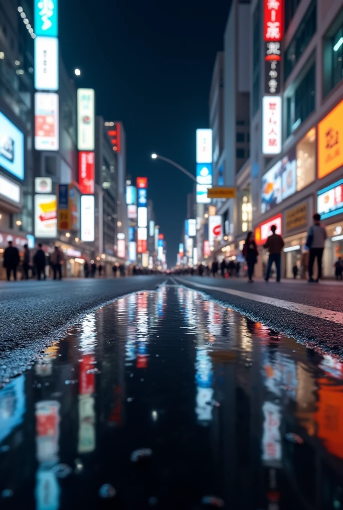 masterpiece,Highest quality,(Ultra-high definition CG Unity 8K wallpaper),(Highest quality),Physical Rendering,puddle,City view reflected on the water,Reflection of light,night,Busy Street,Passers-by々,Shibuya City