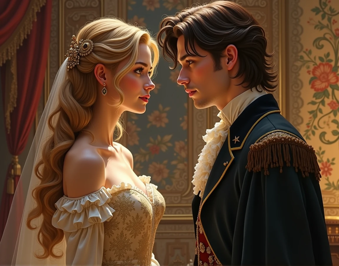 Beautiful young princess Isabella talking to John 